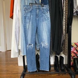 Mid wash jeans rocket crop high rise skinny